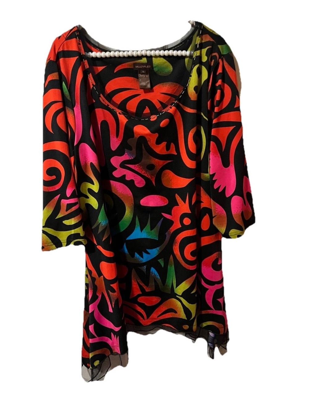 Multiples‎ colorful Blouse 3/4 Sleeve Women's SZ XL